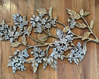 Syroco Gold Plastic Large 32.25" x 20" Dogwood Branch/MCM Wall Decor