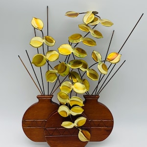 Midcentury Brass, Copper and Wood Wall Art