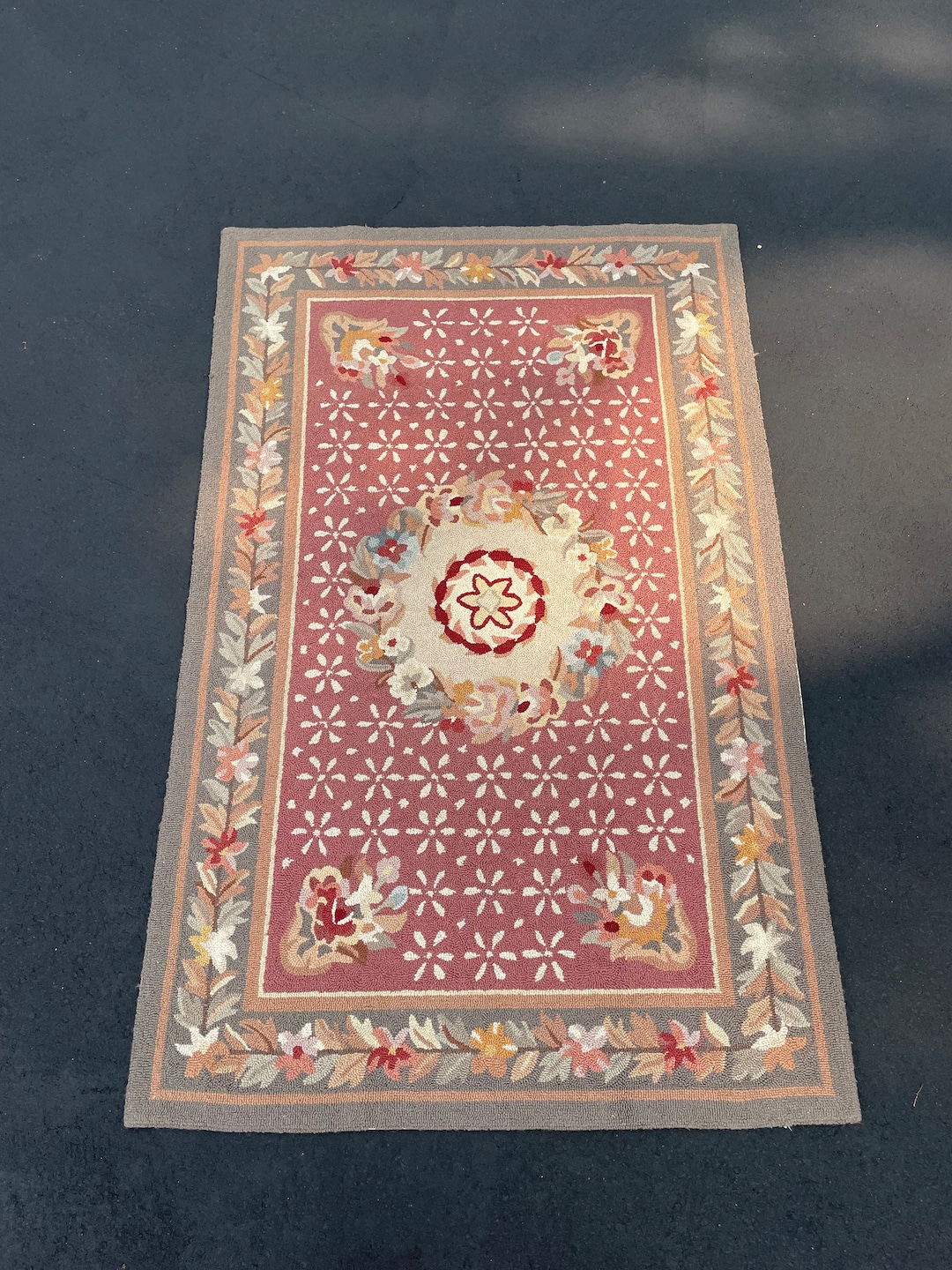 Rectangular Hooked Rugs Vintage Wool Hooked Rectangle 5.35' X 3.39' Area Rug - Etsy