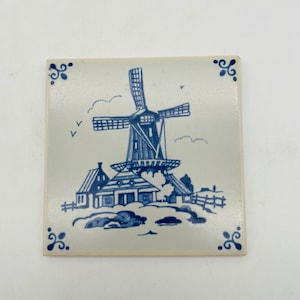 Royal Mosa Holland Windmill Scene 4.25&quot; x 4.25&quot; Ceramic Tile