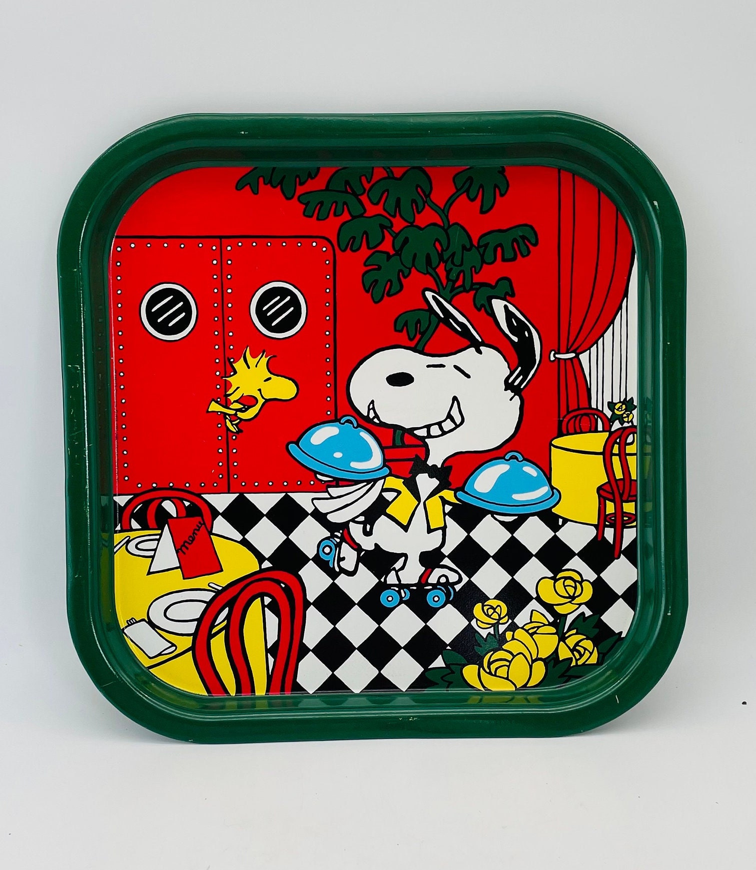 Retro Snoopy & Woodstock Roller Skating Tin Tray: Peanuts