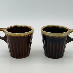 Monmouth Pottery Drip Glazed Ribbed Coffee Mugs, Set of 2