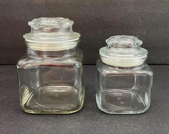 Vintage Anchor Hocking USA Glass Jars with Sealed Lids, Set of 2