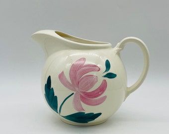 Midcentury Taylor Smith Taylor Pink Floral Ball Pitcher #1422/Made in USA