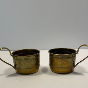 Little Brass Textured Cups, Set of 2/Vintage Brass Cups