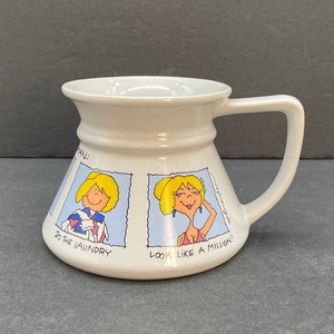 Vintage "Today's Woman" Schneider Flat Bottom Ceramic Travel Mug -  Russ Berrie & Company