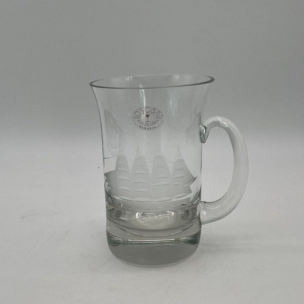 Toscany Hand Blown Etched Clipper Schooner Ship Beer Tankard