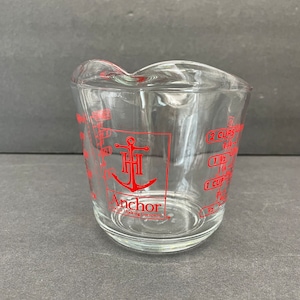 Vintage Anchor Hocking 2 Cup Glass Measuring Cup, #698 with Red Lettering