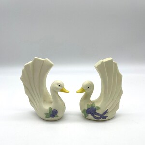 White Ceramic Swan Salt and Pepper Shakers