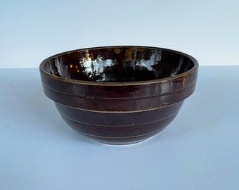 Brown Stoneware 9" Batter Bowl/Vintage Pottery Bowl