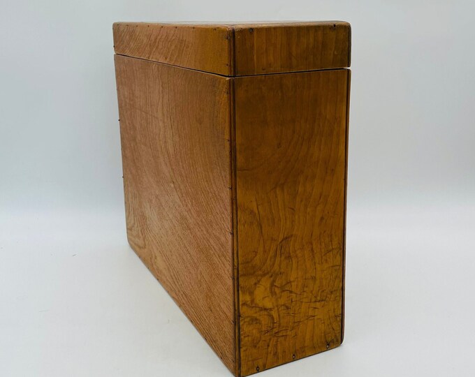 Large Solid Wood Flip Top Narrow Vintage File Box Wood Storage Box Etsy