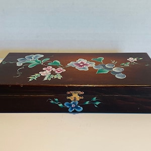 Floral Hand Painted Wood Treasure/Keepsake Box
