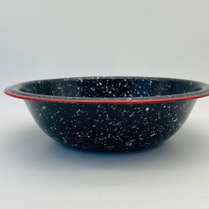 Vintage Red, White & Blue Enamel 11.75&quot; Bowl