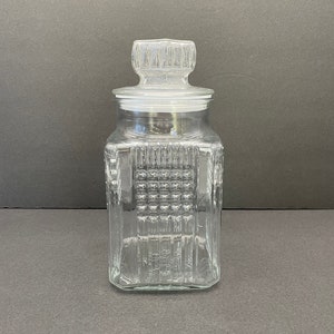 Tall Koeze Clear Glass Canister/Vintage Kitchen Jar