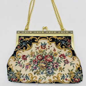 Vintage Tapestry Evening Bag - Chain Strap