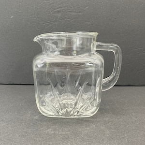 Midcentury Sunburst Clear Glass Quart Juice Pitcher