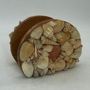 Porta-cartas/correspondências/guardanapos de conchas do mar feito à mão - decoração de praia vintage