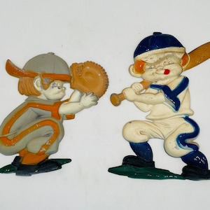 1970&#39;s Sexton Baseball Metal Wall Plaques, Set of 2