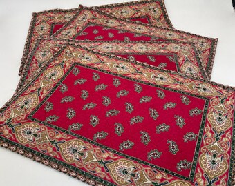 Manteles individuales vintage Vera Bradley acolchados a máquina, juego de 4