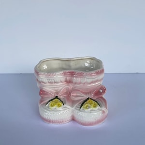 Sweet Baby Girl Ceramic Bootie Planter/Mid Century New Baby Planter