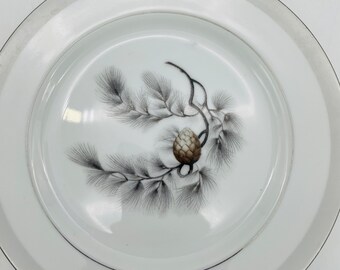 レトロ Narumi China 6点 葉っぱ柄 ナチュラル Narumi Silver Pines 6.5