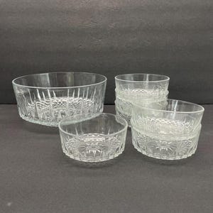Arcoroc France &quot;Diamant&quot; Crystal Glass Salad Bowl Set