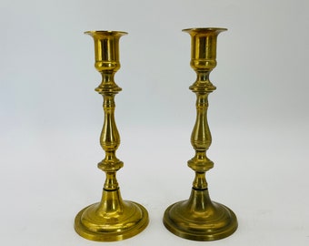 Vintage 7.5" Tall Solid Brass Candlesticks/Taper Candleholders/Made in Japan