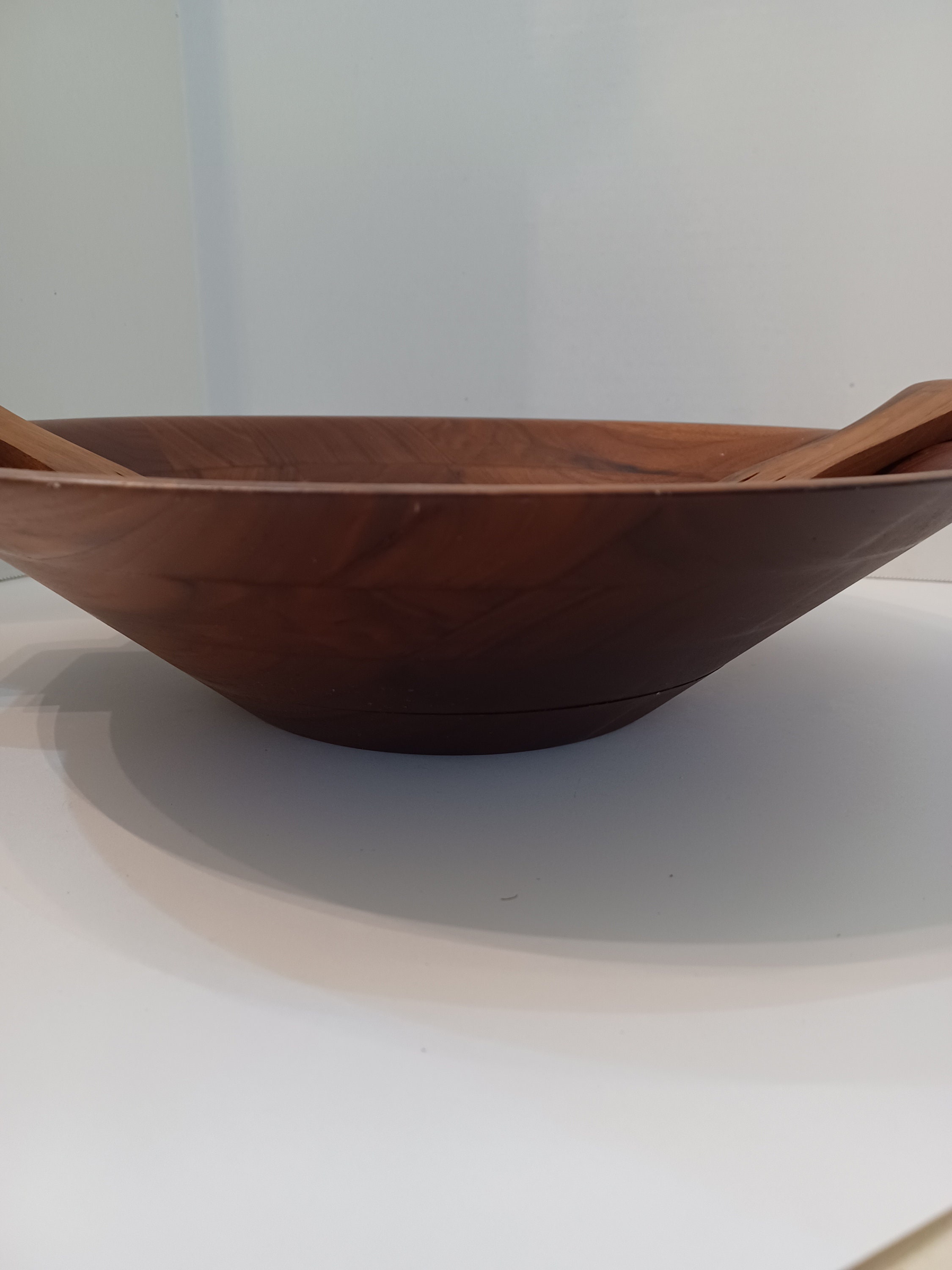This is a Black Walnut Salad Bowl With Servers. Etsy