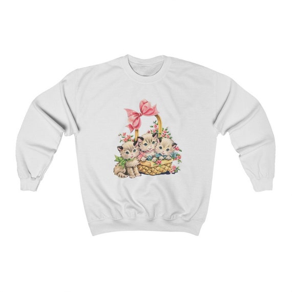 Adorable Vintage Kitten Sweatshirt Three Little Kittens in an