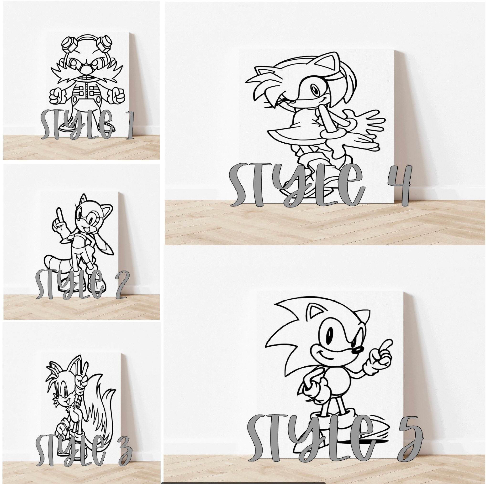 Sonic Predrawn Canvas, Art Kits, Art Kids Party, DIY Birthday