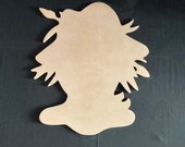 Scarecrow Head wooden cutout, paintable craft shape, unfinished blank