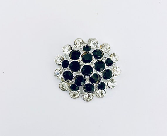 Vintage Silver and Black Brooch - image 1