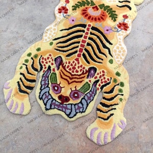 Tibetan Tiger Rug New Pattern Animal Printed Hand Tufted Rug Carpet For Living Room, Bedroom, Home Decor , 2x3ft, 3x5ft, 4x6ft
