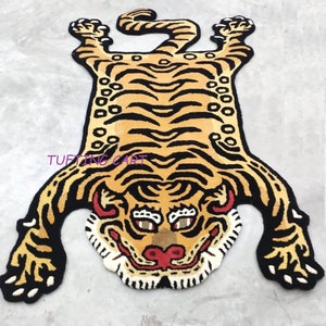 Tibetan Tiger Rug Hand Tufted Pure Hand Made Rug and Carpet Perfect for Living room, Kids Room , Bedroom 2x3 Ft image 1