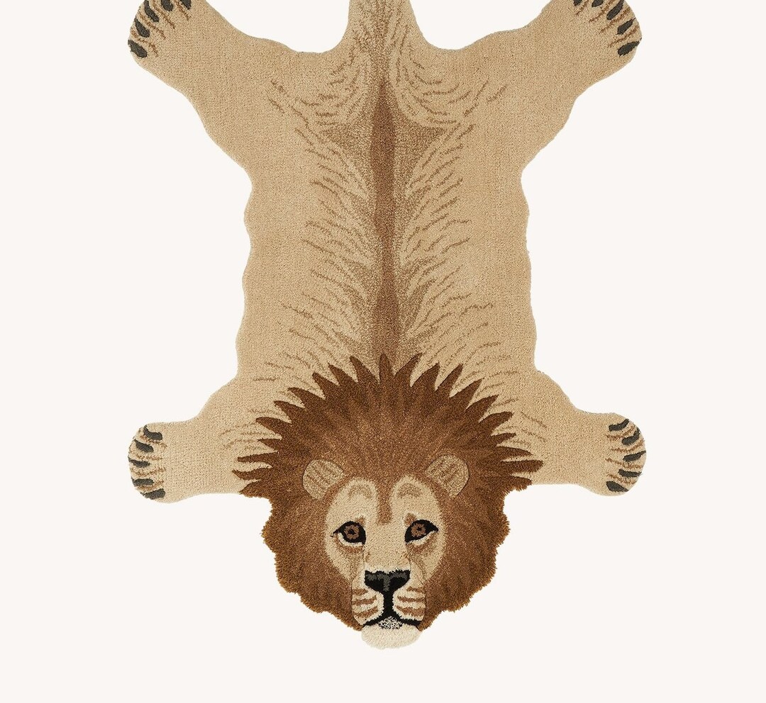 Lion Tufted Rug Handmade Woolen Lion Shape Rug for Living Etsy