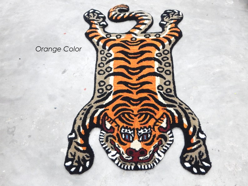 Tibetan Tiger Rug Hand Tufted Pure Hand Made Rug and Carpet Perfect for Living room, Kids Room , Bedroom 2x3 Ft image 7