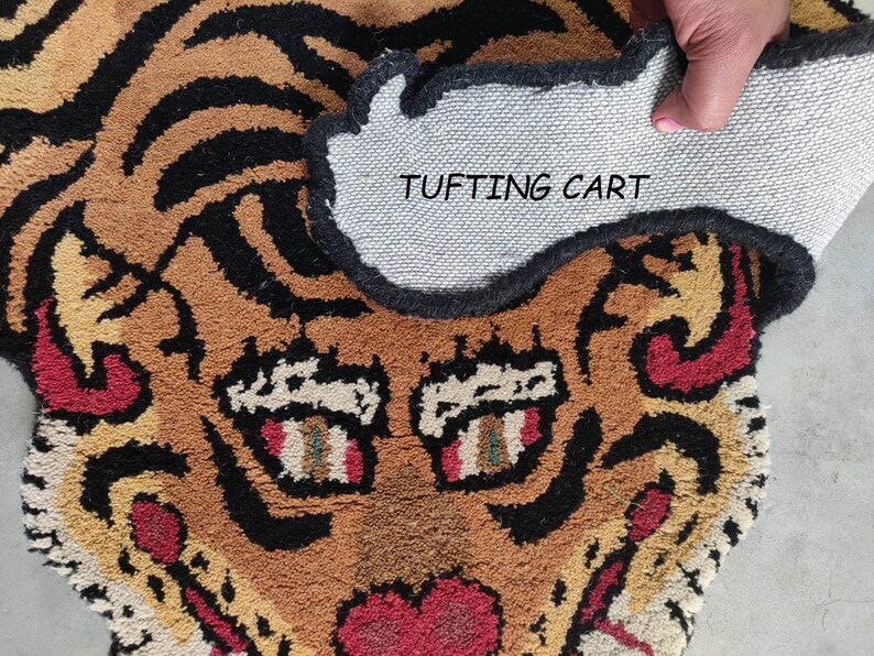 Tibetan Tiger Rug Hand Tufted Pure Hand Made Rug and Carpet Perfect for Living room, Kids Room , Bedroom 2x3 Ft image 2