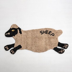 Tufting Cart Handmade Anti-Skip Washable Bath Mat, Door Mat For Bathroom And Home Entrance ( 120 Cm X 57 Cm, Sheep Shape )