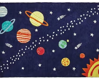 Hand Tufted Galaxy theme kids Rug and Carpets Pure Woolen Handmade Rug For kids Room, Living Room, Bedroom Perfect Gift for kids