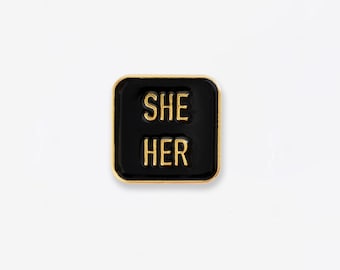 Pronoun Pin - She/Her Small Enamel Pin Simple