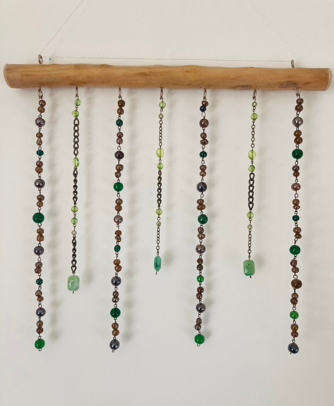 Driftwood Green bead hanging wall hanging wall art Etsy