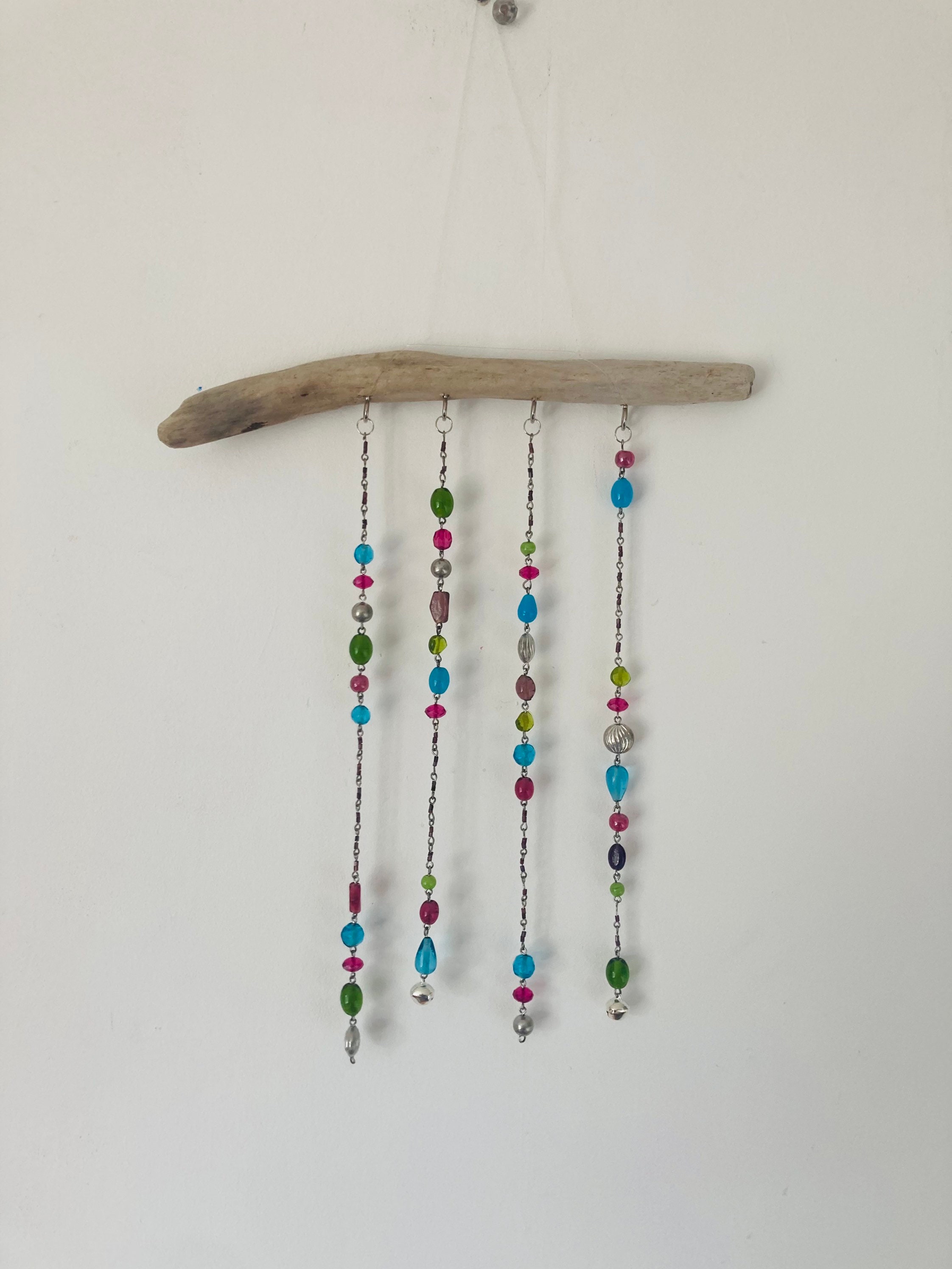 Driftwood Green pink purple bead hanging wall hanging Etsy