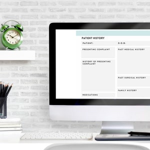 Patient History Taking Template for Medicine/Nursing/Paramedic/Physician Associate student studying - A4 DIGITAL