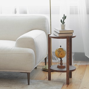 WOODEN SIDE TABLE, Plant Stand Indoor, Small End Table, Aesthetic Solid Wood 3 Leg Round Bedside Table, Night Stand