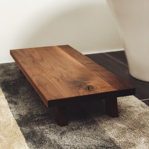 WALNUT STOOL, Foot Rest, STEP Stool, personalized size solid wood large Bathroom stool, Minimalist Furniture