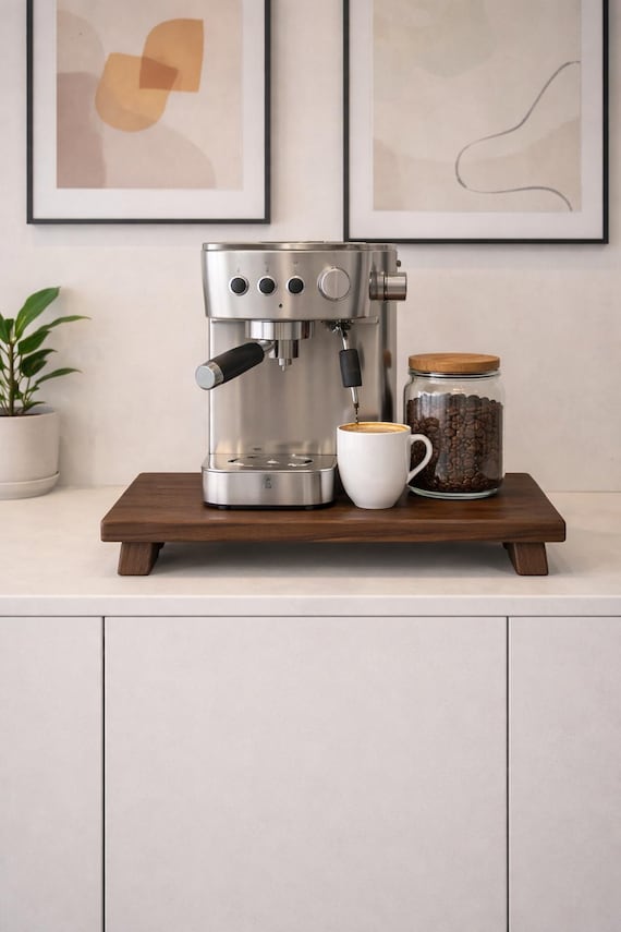 Walnut Solid Wood Monitor Riser — Minimalist Desk Upgrade, Minimalist Desk Shelf, Laptop Stand