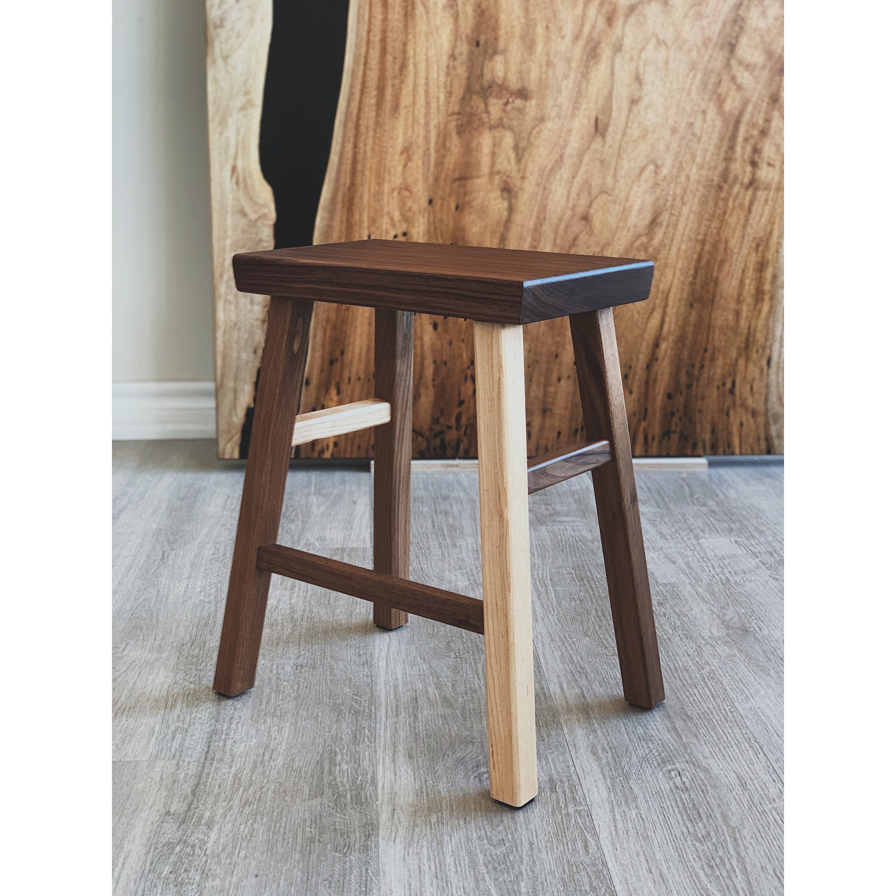 Walnut/maple Stool - Etsy