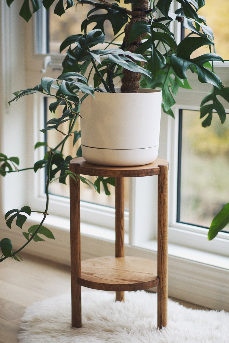 WOODEN SIDE TABLE Plant Stand Indoor Small End Table Etsy