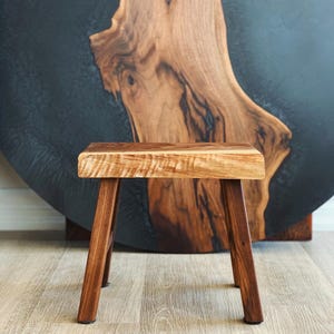 Live Edge Walnut Stool, Rustic Minimalist Wood Step Stool