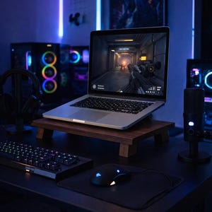 Walnut Solid Wood Monitor Riser — Minimalist Desk Upgrade, Minimalist Desk Shelf, Laptop Stand image 3
